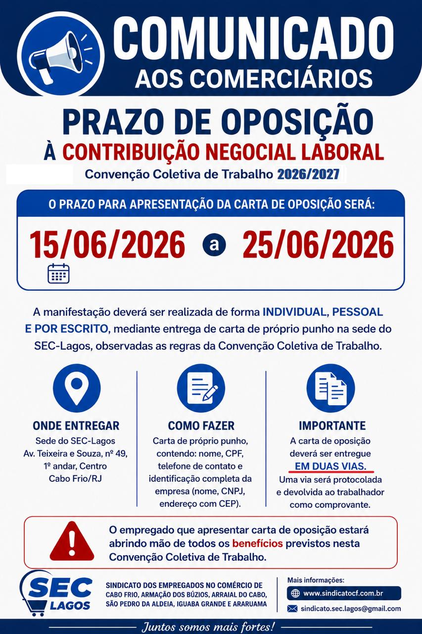Prazo para oposição sindical